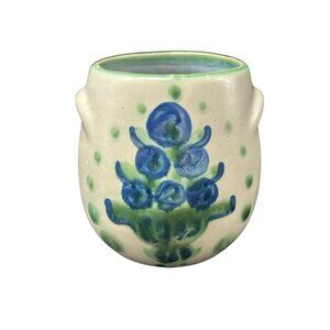 Vintage M A Hadley Stoneware Pottery Blueberry Jam Jar 3.75” Sugar Bowl -Cottage